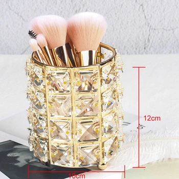 Evropa Kovové Make-Up Štětce Skladování Trubice Tužka Na Obočí Make-Up Organizátor Korálek Crystal Šperky Úložný Box