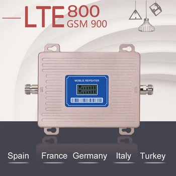 Evropa Zesilovače Signálu LTE 800 GSM 900 mhz Mobilní Opakovač Signálu sítě 2G, 3G, 4G Dual band LTE Zesilovač Skupina 20 Skupina 8 LCD Display@