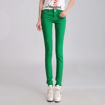 FSDKFAA korejský Styl Plus Velikost Letní Skinny Kalhoty Ženy Candy Barvy Tužka Kalhoty Příležitostné Slim Kalhoty Stretch Černé Legíny