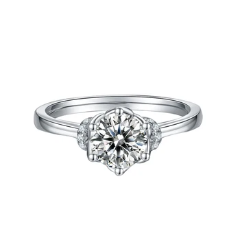 GEM JE BALET Moissanite Diamant Korunovační Koruna Ring Pro Ženy 925 Sterling Silves Moissanite Prsten 1.0 Ct 6,5 mm VVS1 Test Prošel