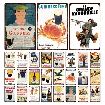 Guinness Vintage Plechové Znamení Piva Wall Art Dekorace Bar, Kavárna, Domov, Obchod Tintin Kuchyňské dekorace Kovové Plakát Cuadros 30X20Cm
