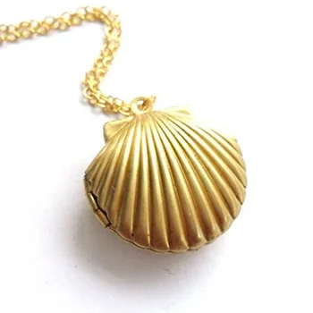 Gussy Život velkoobchodní Mušle Přívěsek Přívěsek Zlatý Medailon Zlaté Mosazi Sea Shell Náhrdelník Feb10