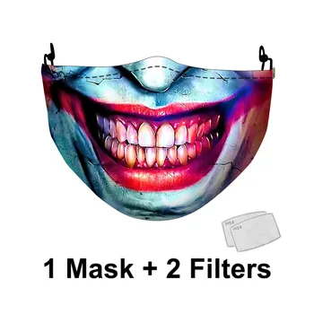 Halloween Funny Dospělé Maska Na Obličej Omyvatelný Opakovaně Použitelný Prachotěsný Módní Tisk Ústa Masky Držáky Děti Unisex Prodyšné Mascarillas