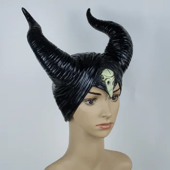 Halloween nový styl Maleficent:Vládkyně Zla pokrývky hlavy Maska Cosplay Rekvizity Unisex Halloween Černá Královna Pokrývky hlavy Klobouk Rohy