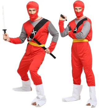 Halloween Černá Ninja Cosplay oblečení pro muže a ženy, páry souboru karneval maškarní bar jízdní samurajové oblečení