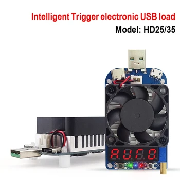 HD25 HD35 Spoušť QC2.0 QC3.0 Electronic USB Zatěžovací odpor Vybíjecí test baterie, nastavitelné napětí 25W 35W