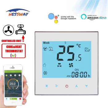HESSWAY TUYA 2PIPE teplotní spínač termostat WIFI pro 0-10V proporcionální integrální vavle a ventilátor
