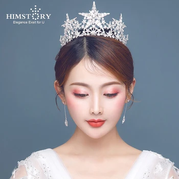 HIMSTORY Luxusní Crystal Star Hairbands Vintage Drahokamu Svatební Čelenky Koruny Čelenka Svatební Vlasy, Šperky Čelenka