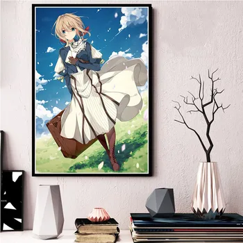 Japonsko Anime Fialové Evergarden Malířské Plátno Tisknout Home Dekor Zeď Umění Modulární Obrázky Nordic Styl Plakát pro Ložnice