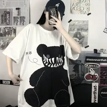 Japonsko Punk Tričko Streetwear Chladné Letní Tričko Ženy Harajuku Kreslený Nadrozměrné T-košile Topy Tričko Hip Hop, Rock Trička Holky