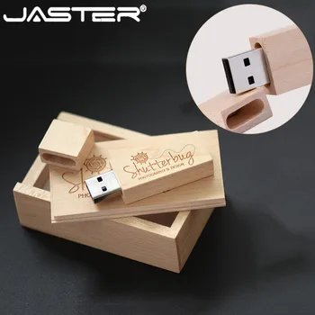 JASTER LOGO na míru dřevěný usb + box usb flash disk originální memory stick dřeva flash disk 4GB 8GB 16GB 32GB 64GB svatební dary