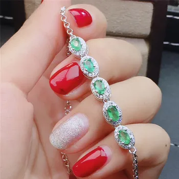 Jemné šperky přírodní Emerald 925 sterling silver nové ženy drahokam ruku náramek testu podpory luxusní krásné