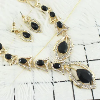 Jiayijiaduo Africké Korálky Šperky Sady Black Crystal Svatební Náhrdelník Set Dámské Oblečení, Doplňky, Svatební Šperky Sady