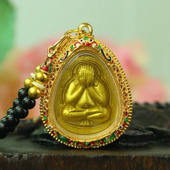 Jihovýchodní Asie Thajsko Chrám Greco Buddhistické Účinný talisman Vymítat zlé duchy ŠTĚSTÍ, Buddha karty Přívěsek Amulet