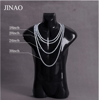 JINAO Gold/Rosegold/Stříbrná-Barva Ledový Řetěz Hip Hop Mědi Micro Vydláždit CZ Stone2.5-10mm Tenis Řetěz Náhrdelník