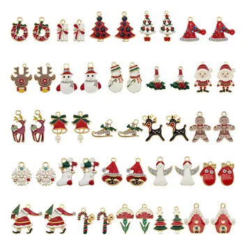 Julie Wang 25PCS Smalt Vánoční Přívěsky, Smíšené Slitiny Santa Claus, Strom, Zvonek, Klobouk Jelen Sněhulák Přívěsek Šperky Příslušenství