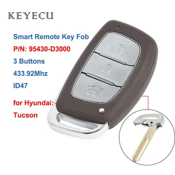 Keyecu Náhrada Smart Remote Auto Klíče Fob 3 Tlačítka, 433,92 MHz ID47 pro Hyundai Tucson 2016 2017 P/N: 95430-D3000
