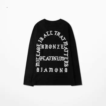 Korea Ulzzang Stylu High Street Značky Kanye Kokosový Dlouhý Rukáv T-Shirt Rukáv Tisk Dopisů Pár Oversize S~3XL