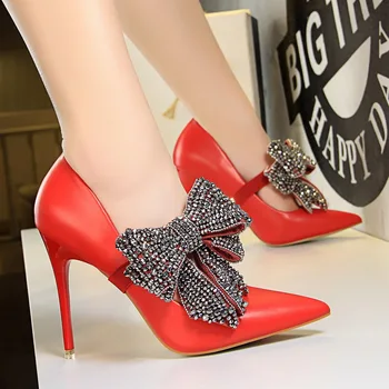 Korejské verze elegantní vysoké podpatky dámské boty ultra vysoké podpatky mělké tip slovo s vodou vrták luk jediné boty