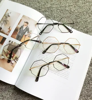 Korejský Vysoce Kvalitní Počítačové Brýle Rám Ženy, Muži, Slitiny Čtení Brýle Polygon Herní Falešné Brýle pro Ženy UV400