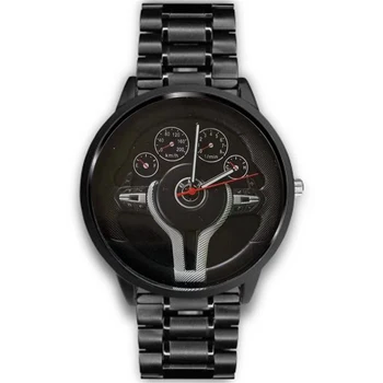 Kreativní Natrual styl Módní Pánské Quartz hodinky 3D Závodní pneumatiky Zdarma z Nerezové Popruh Hodin Ležérní Sportovní