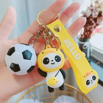 Kreslený Fotbal Klíčenka, Roztomilý Panda Zvířat Přívěšek na klíče pro Ženy, Pár, Auta, Taška Přívěsek Panenka Kroužek na Klíče Dárek