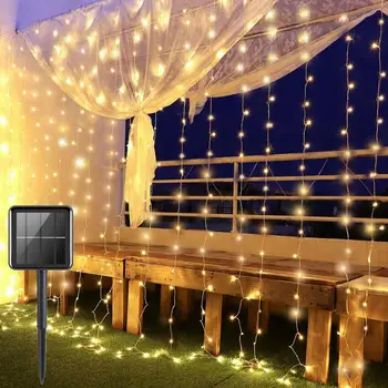 LED String Světla Venkovní Víla Světla 8 Režimů Solární Pohon pro Vánoce, Nový Rok, Strana, Svatební Okna Ložnice Závěs Věnec