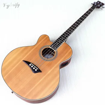 Levou ruku 4 string elektrické akustické basové kytary cutway design matný povrch, 43 palcový přírodní barva s EQ basová kytara