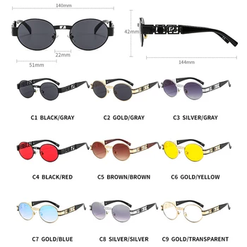 LongKeeper Vintage Oválné Steampunk Brýle Muži Ženy Classic Kovový Rám Sluneční Brýle, Ženy Módní Kulatý Brýle UV400 Odstíny