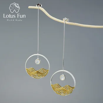 Lotus Zábava Moonlight Design Houpat Náušnice Real 925 Sterling Silver Kreativní Ručně vyráběné Jemné Šperky Náušnice pro Ženy Dárek