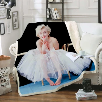 Marilyn Monroe 3d tištěné fleece deka pro Postele pěší Turistika Piknik Tlustou Přikrývku Módní Přehoz Sherpa Hodit Deku style-7