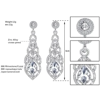 Mecresh Stříbrná Barva Crystal svatební Svatební Šperky Sady Jasné Slza Náramek Náušnice Šperky Sady pro Ženy EH444+SL051