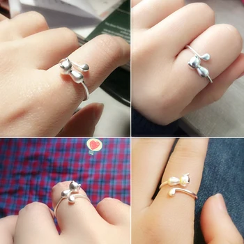 Modian Klasické 925 Sterling Silver Zvířat Prst Prsten pro Ženy Módní Krásné Kittle Volný Velikost Ring Jemné Šperky Bijoux
