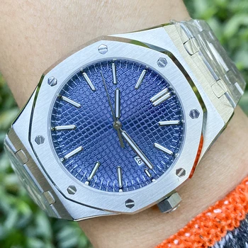 Modrý Ciferník Pánské automatické mechanické hodinky 42 mm safírové krystal, z nerezové oceli skládací tlačítko světelný ukazatel kalendáře