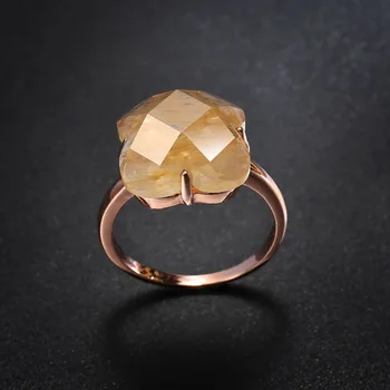 MOONROCY Zirkony Růžové Zlato Barva Žlutá Crystal CZ Snubní Prsteny Náměstí Šperky Velkoobchod pro Ženy, Dárek Drop Shipping