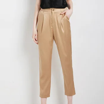 Moruše hedvábné kalhoty letní dámské módní lehké tkaniny moruše hedvábí volné štíhlý kotník-délka kalhoty ženy 20123