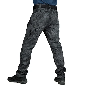 Muži Camo Multi-Kapsy Kalhoty Venkovní Sportovní Taktické Kalhoty Maskovací černé Kalhoty pro Cestování Turistika lezení