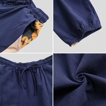 Muži Harémové Kalhoty Běžce Tištěné Patchwork Bavlněné Povlečení Pytlovité Drop v rozkroku Kalhot Mužů 2020 Ležérní Streetwear Kalhoty S-5XL INCERUN