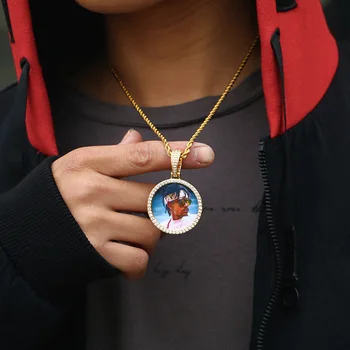 Módní Hip Hop Šperky S Tennis Řetězce Zakázku Fotky Zaoblení Pevné Přívěsek Náhrdelník Custome Obrázek Pro Ženy, Muže