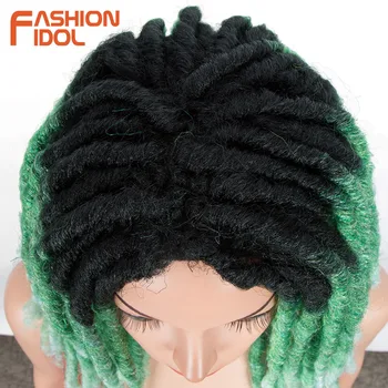 MÓDNÍ IDOL 16 Palců Faux Locs Pletení Vlasy Paruka Ombre Zelené Dredy, Háčkování Prodlužování Vlasů Syntetické Paruky Pro Černé Ženy