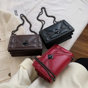 Módní Malé Řetězce PU Kůže Crossbody Tašky pro Ženy, Vysoce Kvalitní Dámy Nýt Rameno Messenger Bag Ženské Luxusní Kabelky