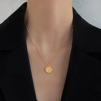 Módní Mince, Přívěsky, 925 Stříbro Náhrdelník Šperky Minimalismus Zácpa Kolye Vintage Bijoux Collier Femme Ženy Zlatý Náhrdelník