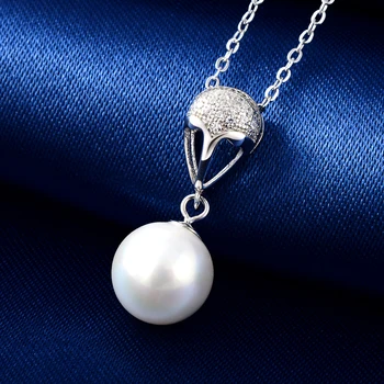 Módní Šperky 925 Sterling Silver Náhrdelník AAA Přírodní Perlový Přívěsek Řetěz Pro Ženy