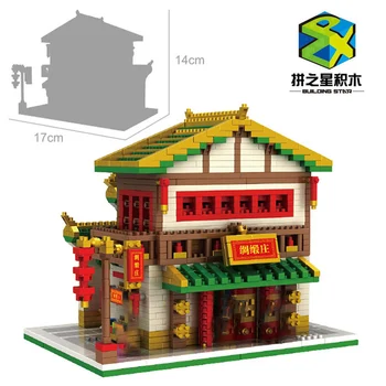 Město Ulice Série Starověké Čínské Architektury Model Tea House Stavební Bloky Vzdělávací Cihly Hračky