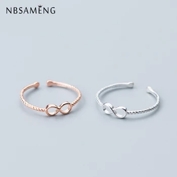 NBSAMENG 925 Sterling Silver Infinity Věčnost Twist Kroužky Pro Ženy Nekonečná Láska Otevření Nastavitelný Prsten Šperky Dárek