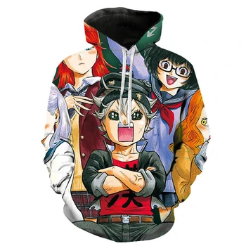 Nejnovější Cool Anime Black Clover Mikiny Muži Ženy Mikina, Mikina s Kapucí 3D Tisk Kreslených Pulovry Bundy Chlapci Dívky Topy 6XL