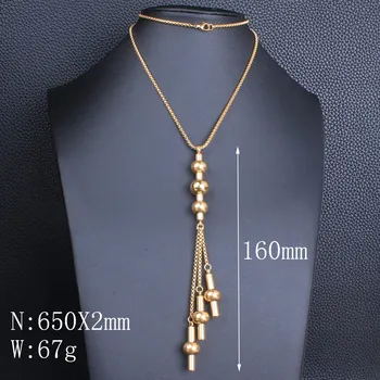 Nejnovější Velkoobchod Dlouhé 650mm Nerezové Oceli Módní Šperky Zlaté Barvy Svetr Řetěz Náhrdelník Pro Ženy Joyas NEIZCNBF