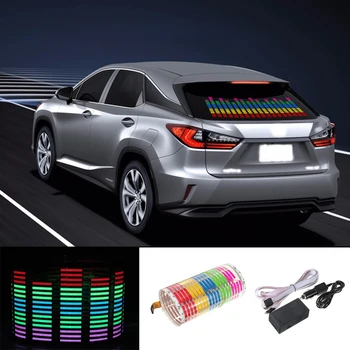 Niscarda Auto RGB Hudební Rytmus LED Flash Light Zvuk Aktivován Senzor Ekvalizér, Zadní Sklo Nálepka Styling doutnavka 90x25cm