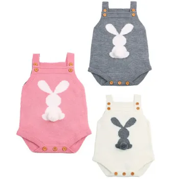 Novorozené Dítě Chlapec Dívka Pletené Kombinézu 2019 Nové Módní Baby Bunny Pletací Vlny Kombinézu Kombinéza Bez Rukávů Teplé Dětské Oblečení