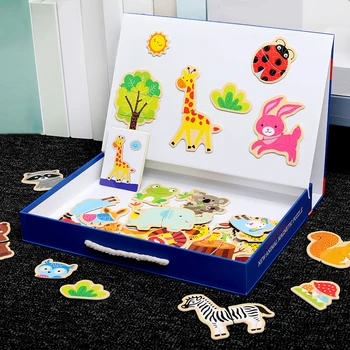 Nové Dětské Hračky Dřevěné Hračky Kreslených Zvířat Magnetické Puzzle Kreslení Hračky Palubě Brzy Vzdělávací Hračky Pro Děti, Dívka, Dárek